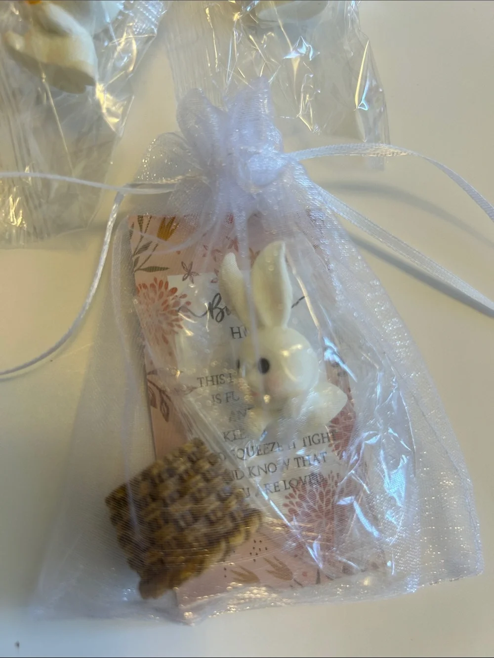 DFumete Bunny Hug Party Favors - Set of 24 Bunnies, Cards, and String Bags